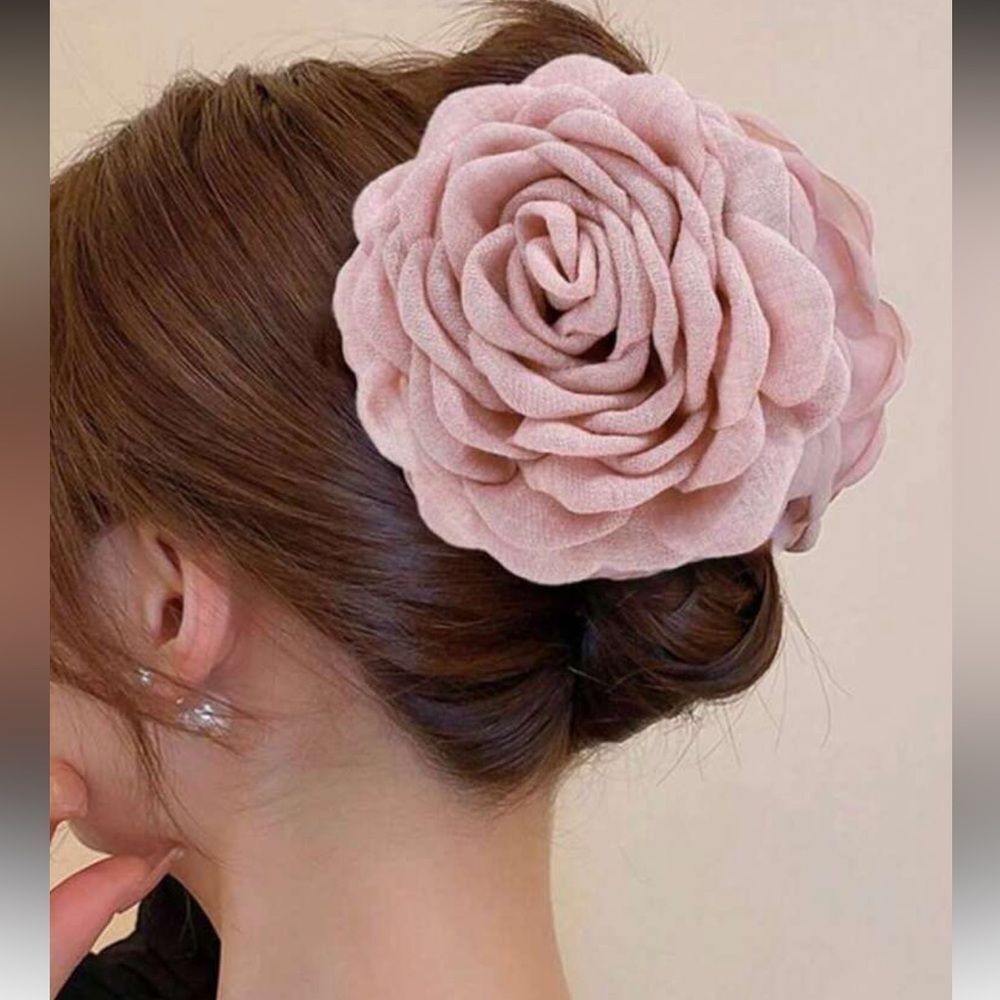 Pink Rose Fabric Hair Clip N1462